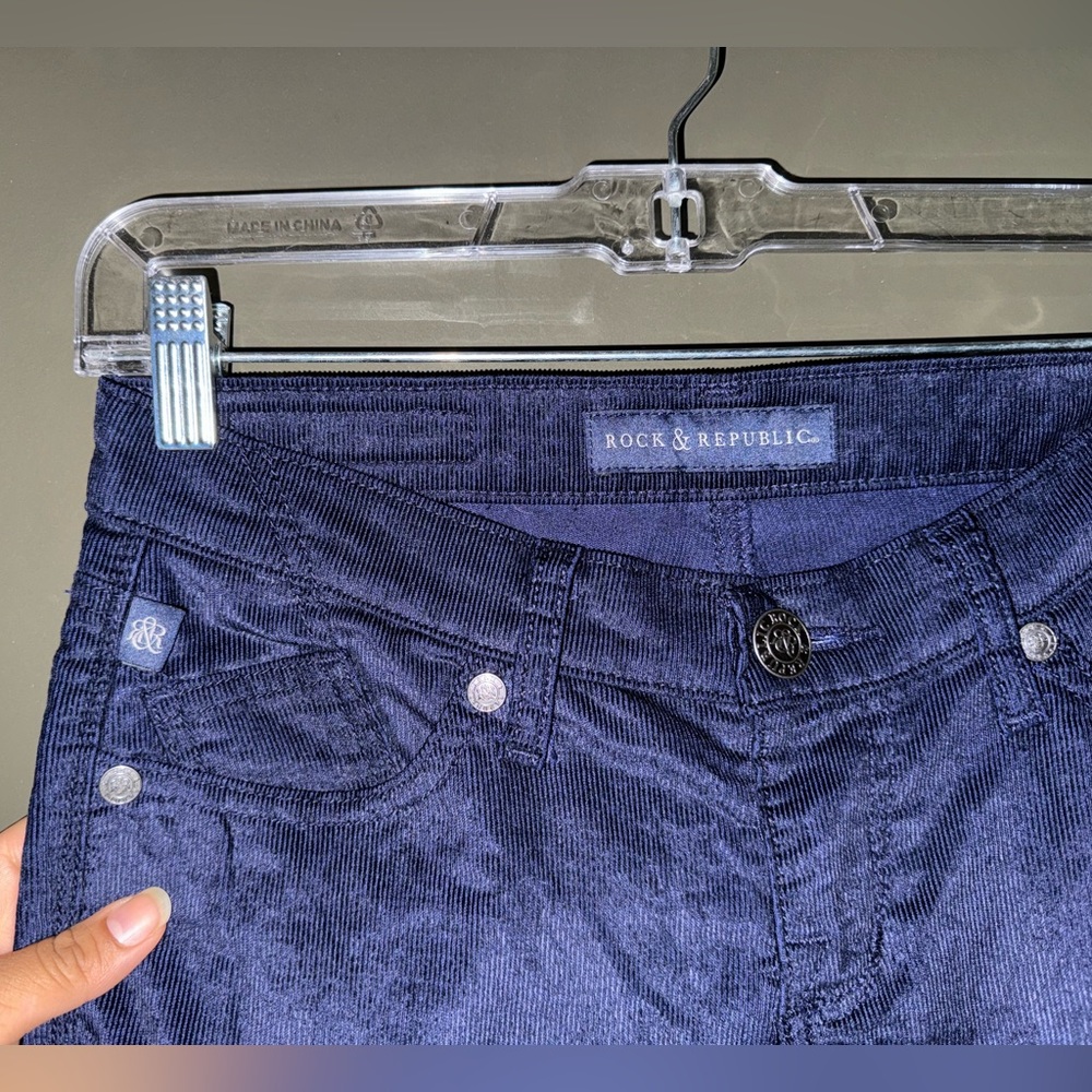Rock & Republic Berlin Corduroy Pants Stretch‎ Navy Blue Women's size 4/6
